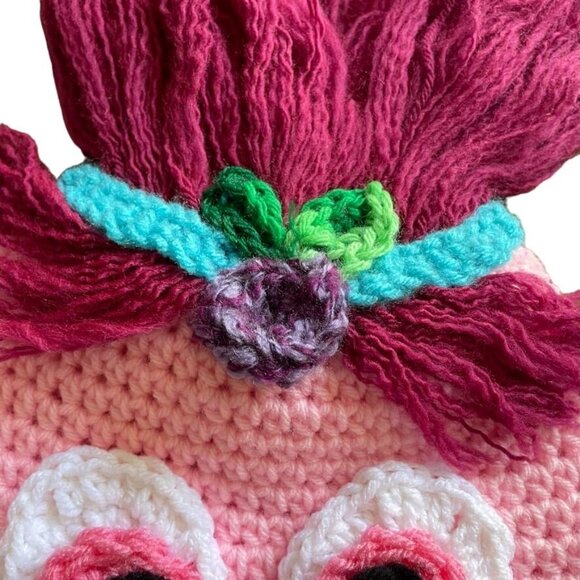 Fun Poppy Troll Handmade Medium Winter Knit Pink Hat u - Picture 2 of 5